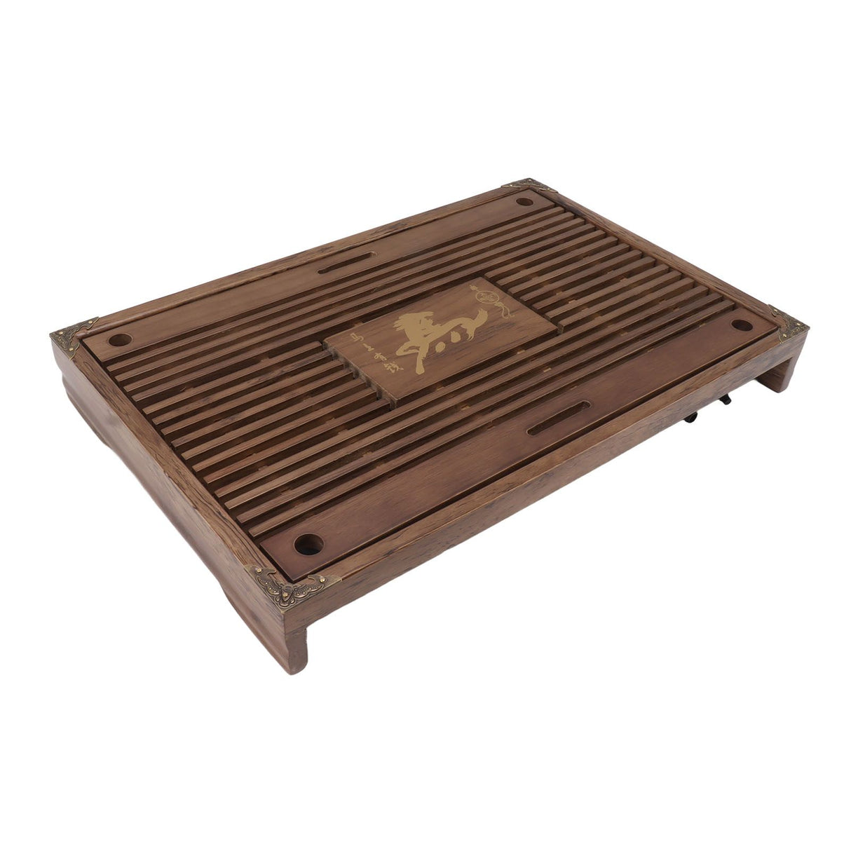 Water Storage Tea Tray with Drainage Tool Hose Non Fading Water Drainage Tea Serving Tray for Home Type A Light Black