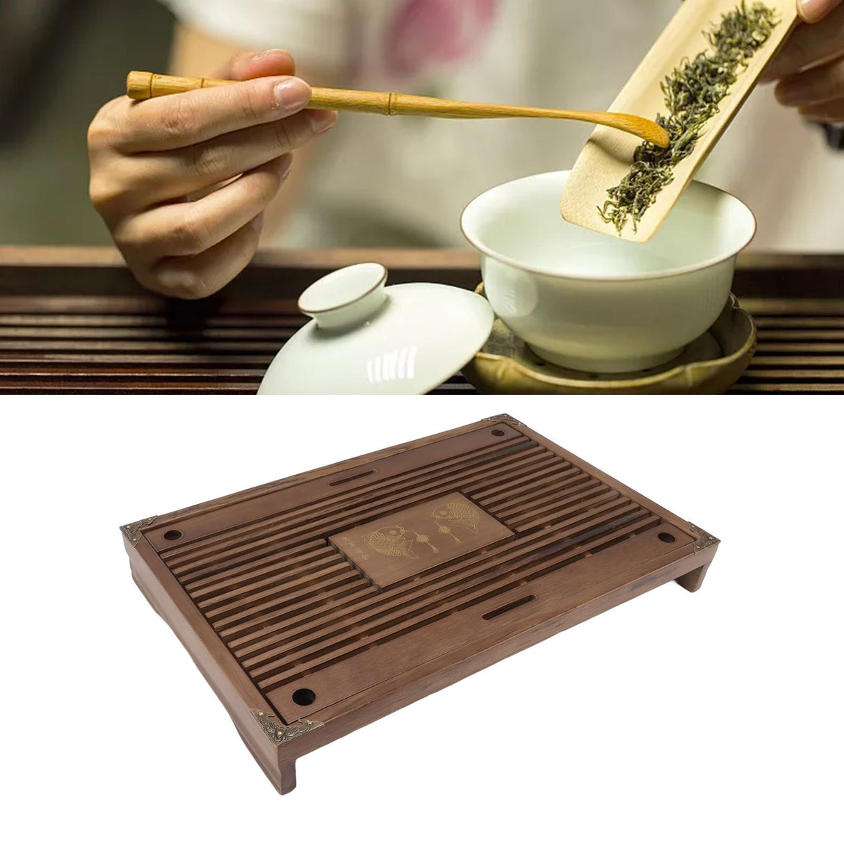 Water Storage Tea Tray with Drainage Tool Hose Non Fading Water Drainage Tea Serving Tray for Home Type B