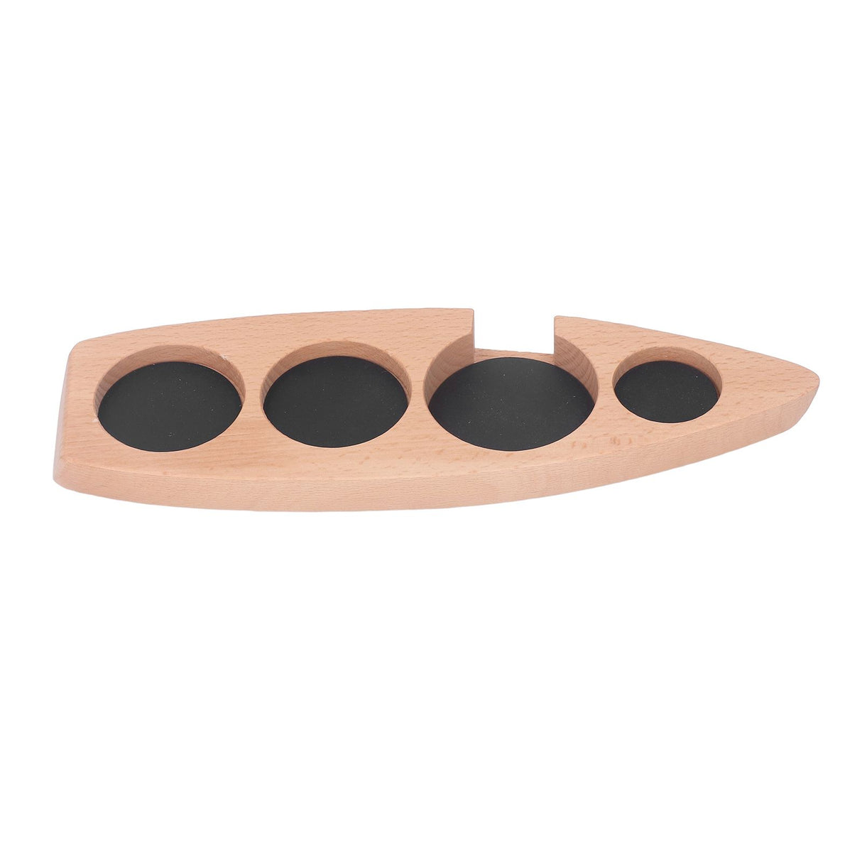 Coffee Tamper Holder Boat Shape 4 Slots Anti Slip Stable Wooden Coffee Tamping Station 53mm/2.1in