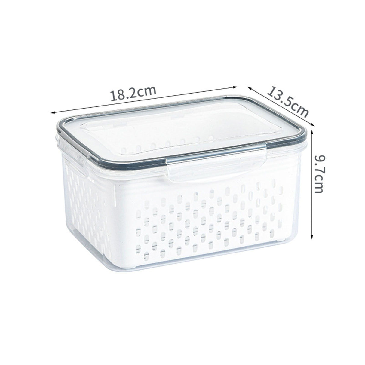 Drain Storage Basket Box Transparent Fruit Vegetable Storage Container for Kitchen Supplies 1750ML