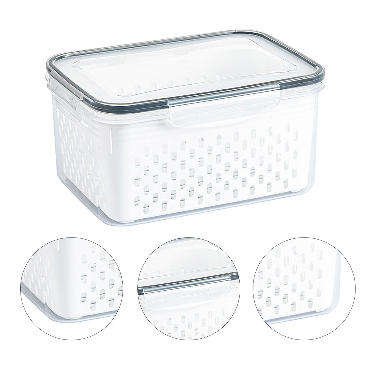 Drain Storage Basket Box Transparent Fruit Vegetable Storage Container for Kitchen Supplies 3300ML