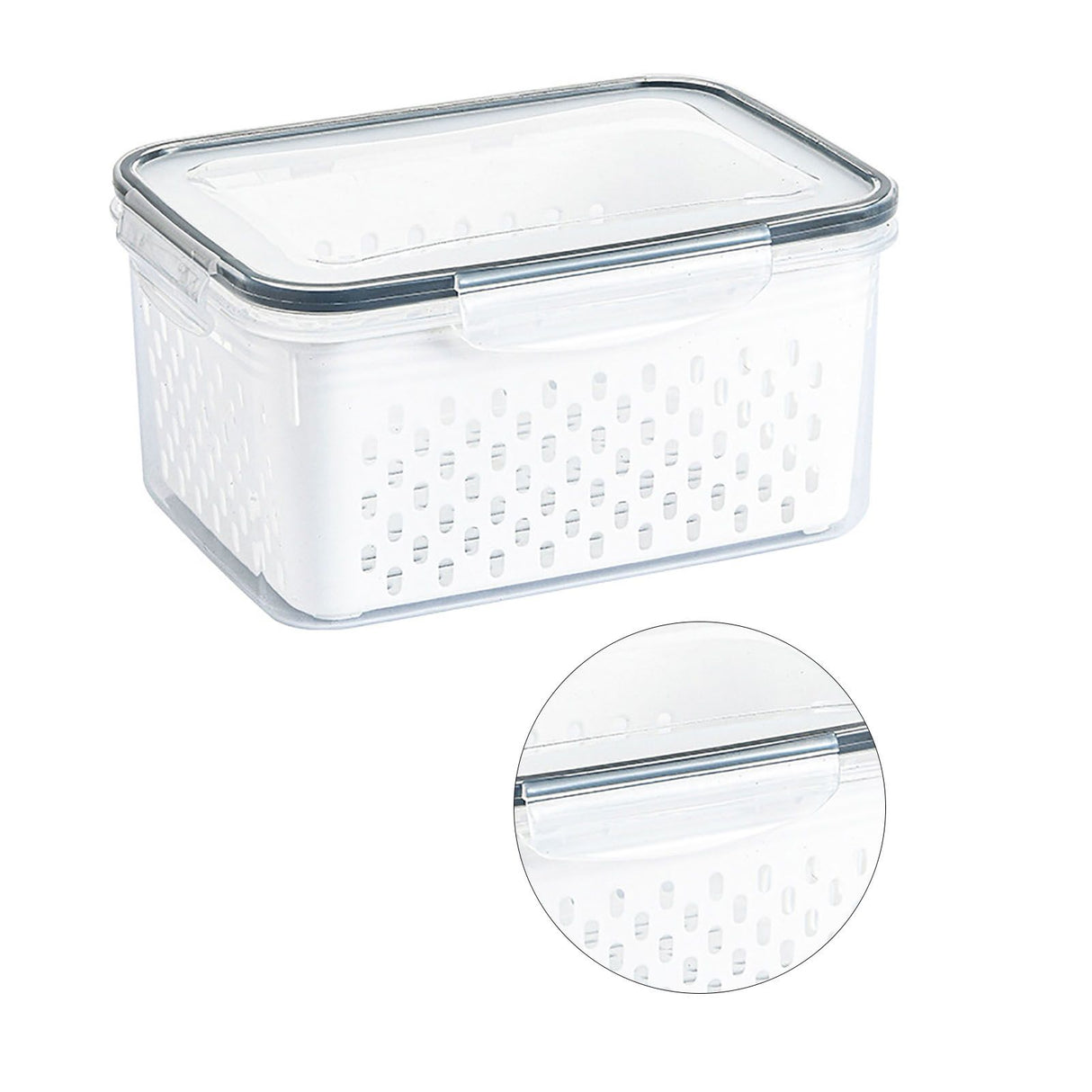 Drain Storage Basket Box Transparent Fruit Vegetable Storage Container for Kitchen Supplies 3300ML