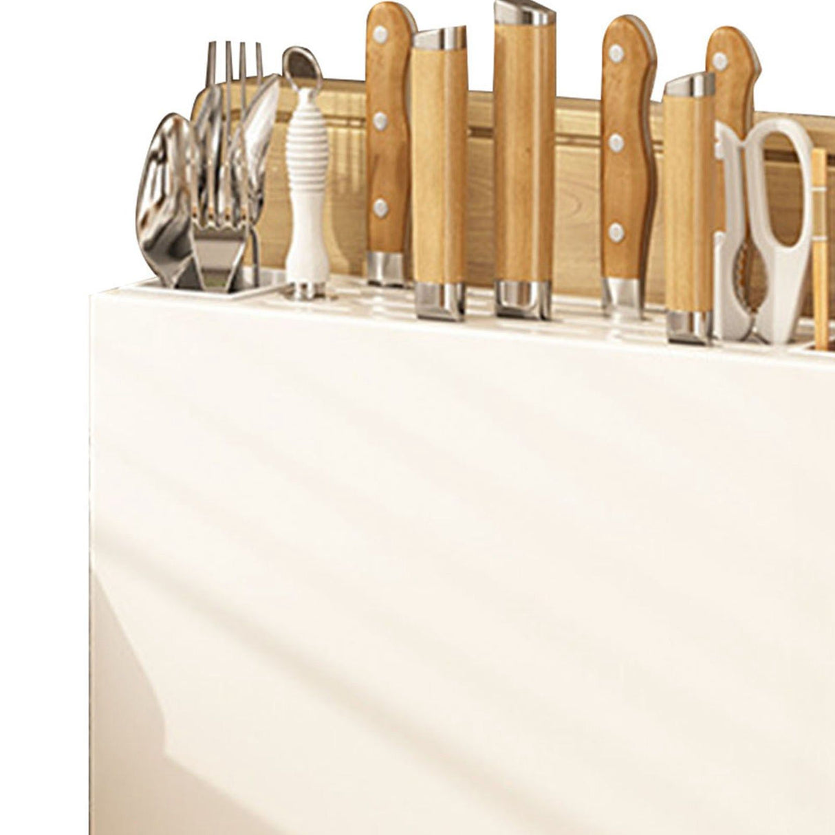 White Kitchen Chopsticks Knife Stand Cutting Board Integrated Magnet Draining Holder for Home
