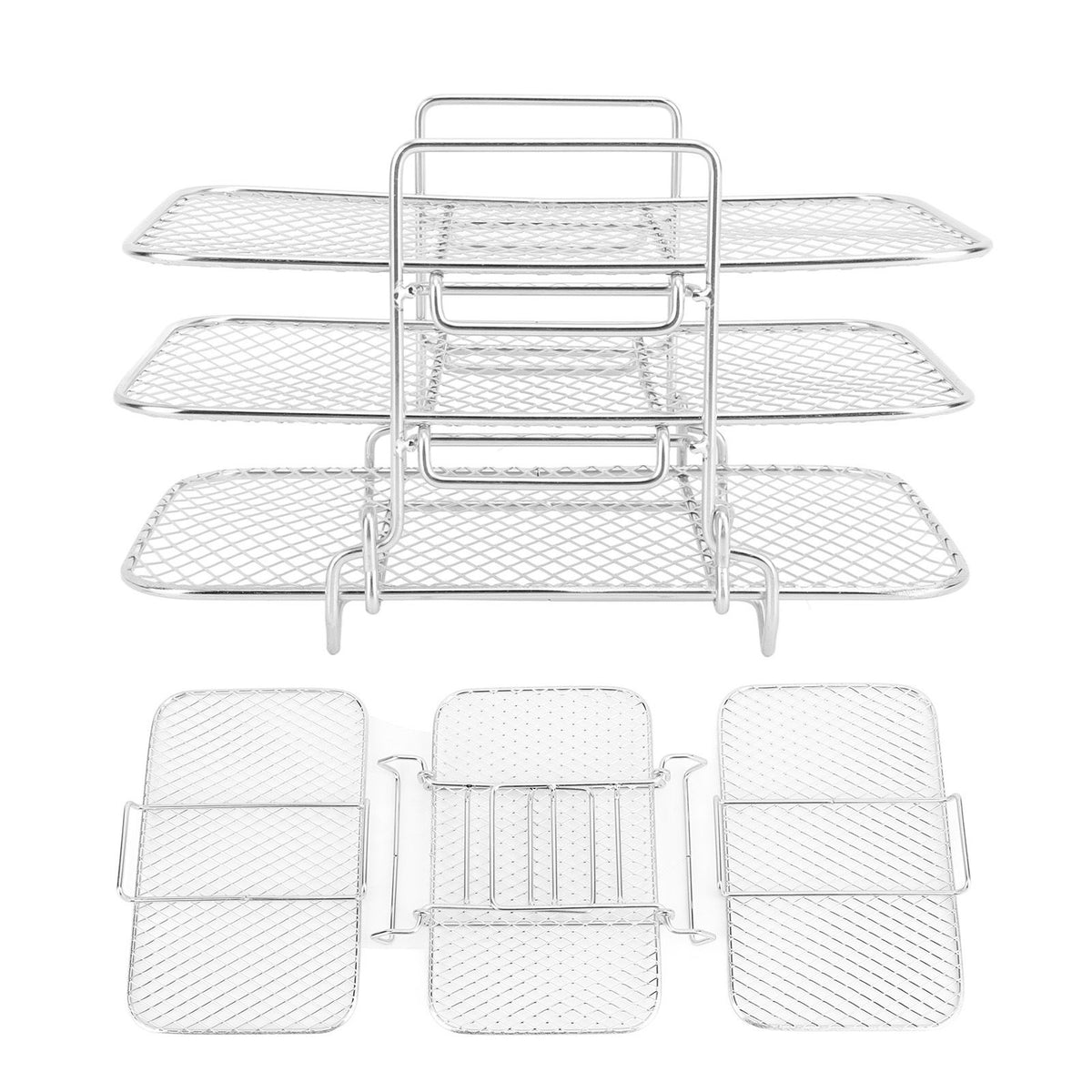 3 Layer Fryer Rack Stainless Steel Stackable Grill Rack 3 Tier Baking Rack for Household Use