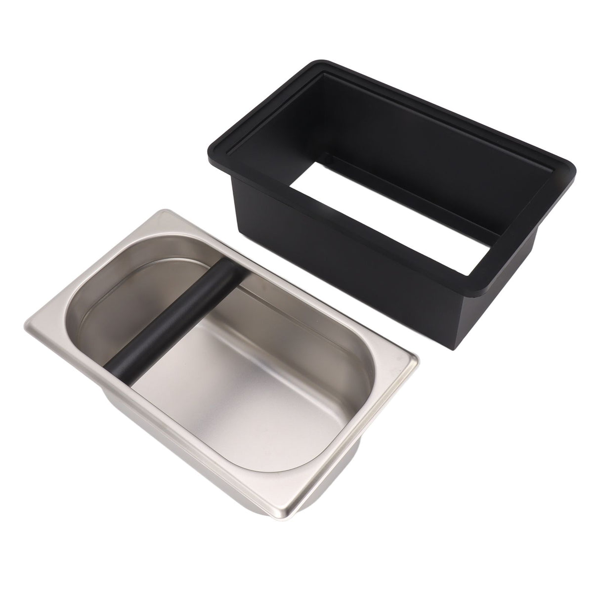 Coffee Knock Box Rubber Coffee Box with Removable Stainless Steel Ground Container for Cafe Bar L