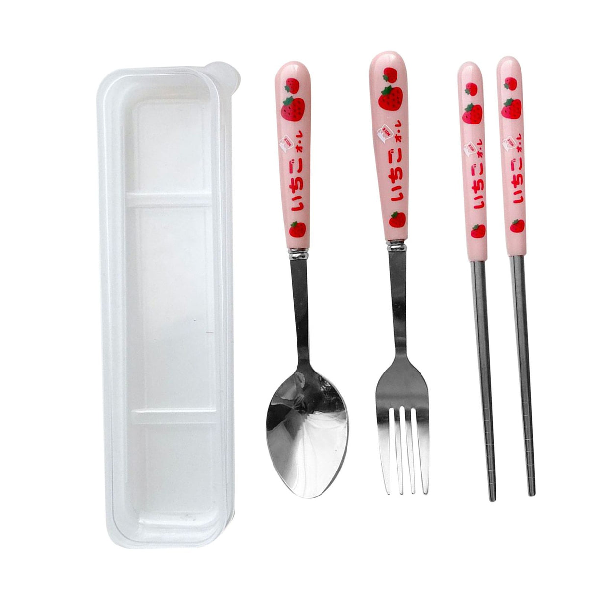 3 Piece Tableware Utensils Set Spoon Forks Chopsticks Rounded Stainless Steel Flatware Cutlery Set with Transparent Box
