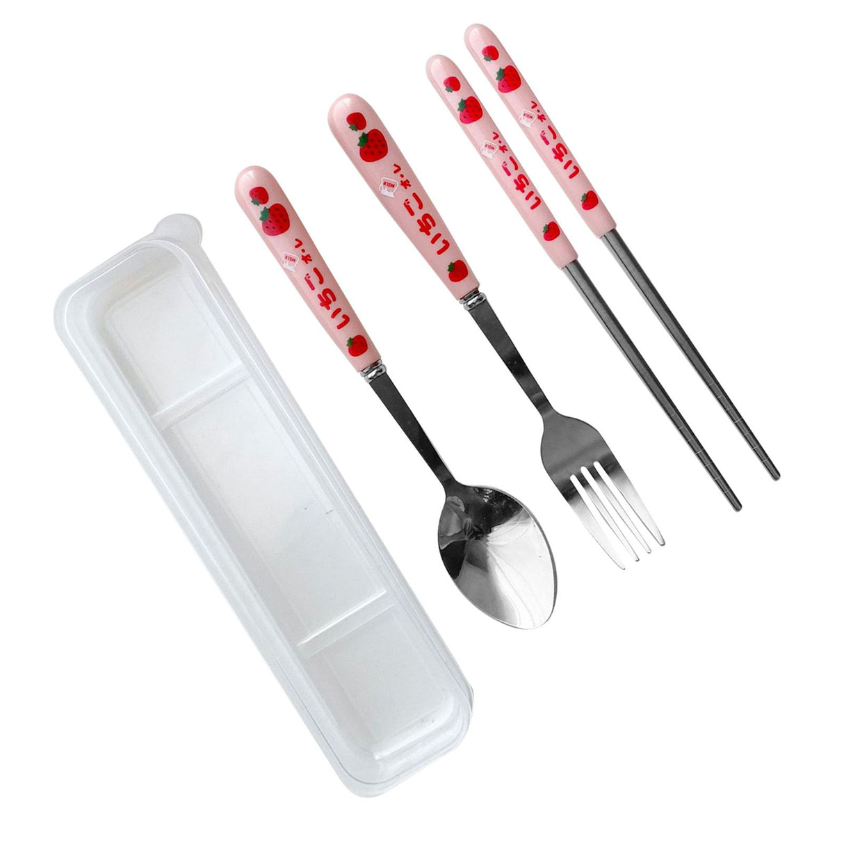 3 Piece Tableware Utensils Set Spoon Forks Chopsticks Rounded Stainless Steel Flatware Cutlery Set with Transparent Box