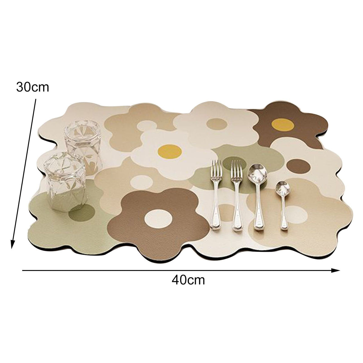 Kitchen Counter Dish Drying Mat Refreshing Cute Elegant Heat Resistant Absorbent Dishes Drain Mat Coffee and White 11.8 X 15.7in