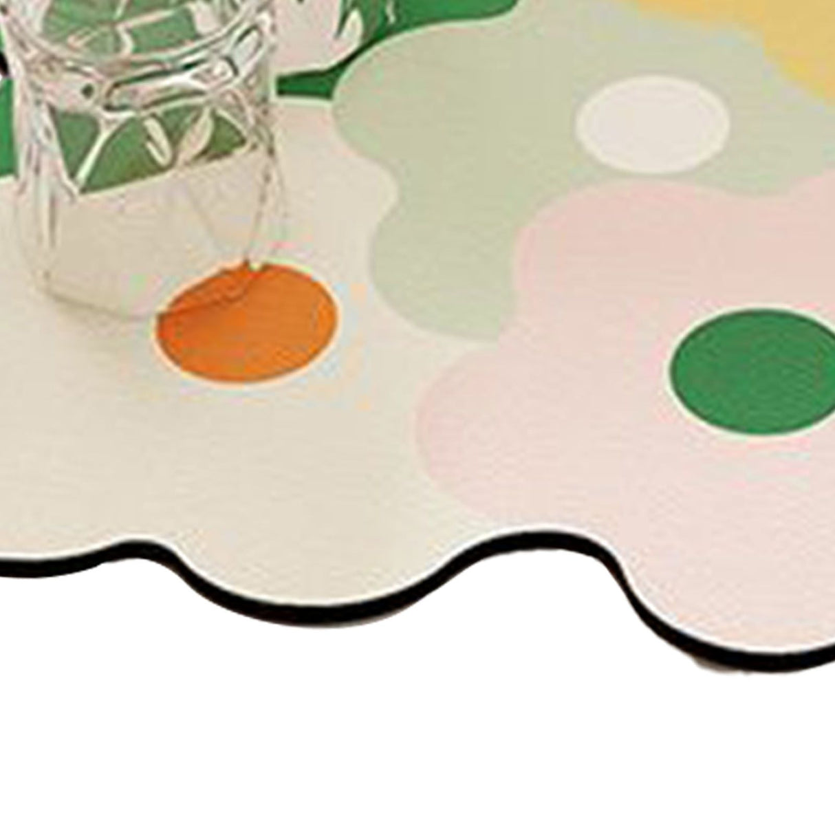 Kitchen Counter Dish Drying Mat Refreshing Cute Elegant Heat Resistant Absorbent Dishes Drain Mat Yellow and Green 11.8 X 15.7in