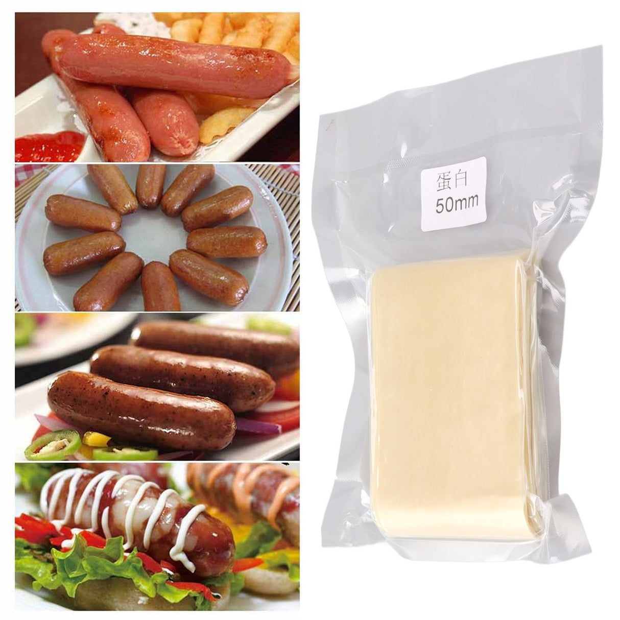Sausage Casings 2 Inches Wide Edible Safe Odourless Dry Easy to Use Collagen Casings for Sausage Ham Making