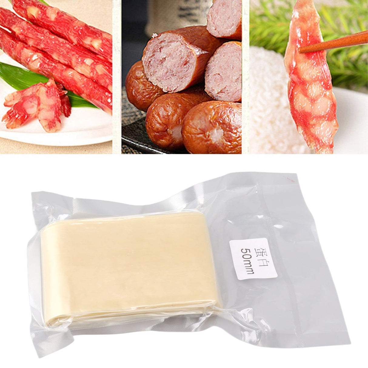Sausage Casings 2 Inches Wide Edible Safe Odourless Dry Easy to Use Collagen Casings for Sausage Ham Making