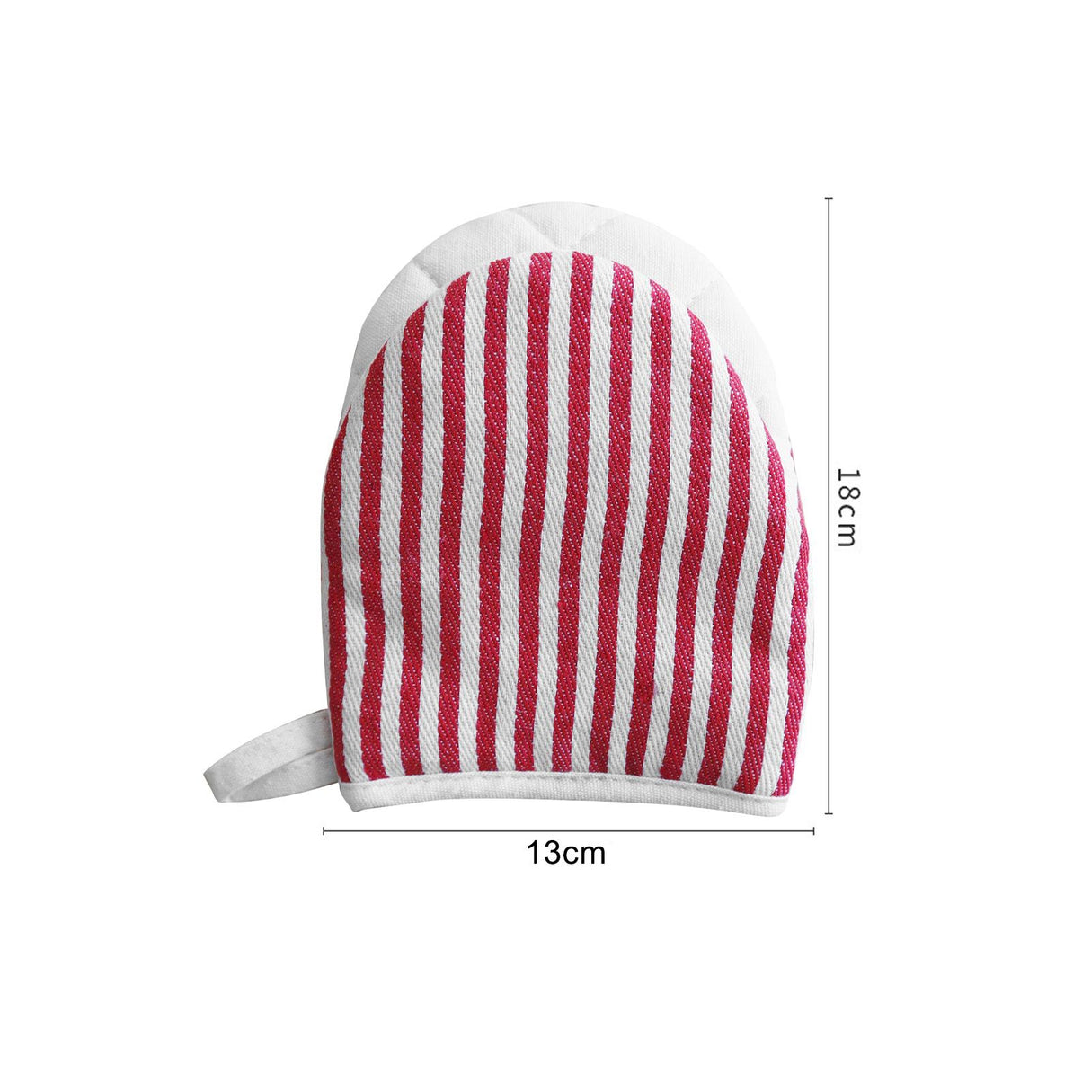 Microwave Oven Gloves Heat Resistant Stripe Pattern Thick Cotton Oven Mitts with Lanyard Red