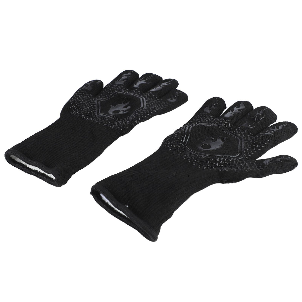 BBQ Gloves Heat Resistant Grilling Gloves Non Slip Oven Gloves Long Kitchen Gloves for Barbecue Baking Black Average Size 26‑35CM