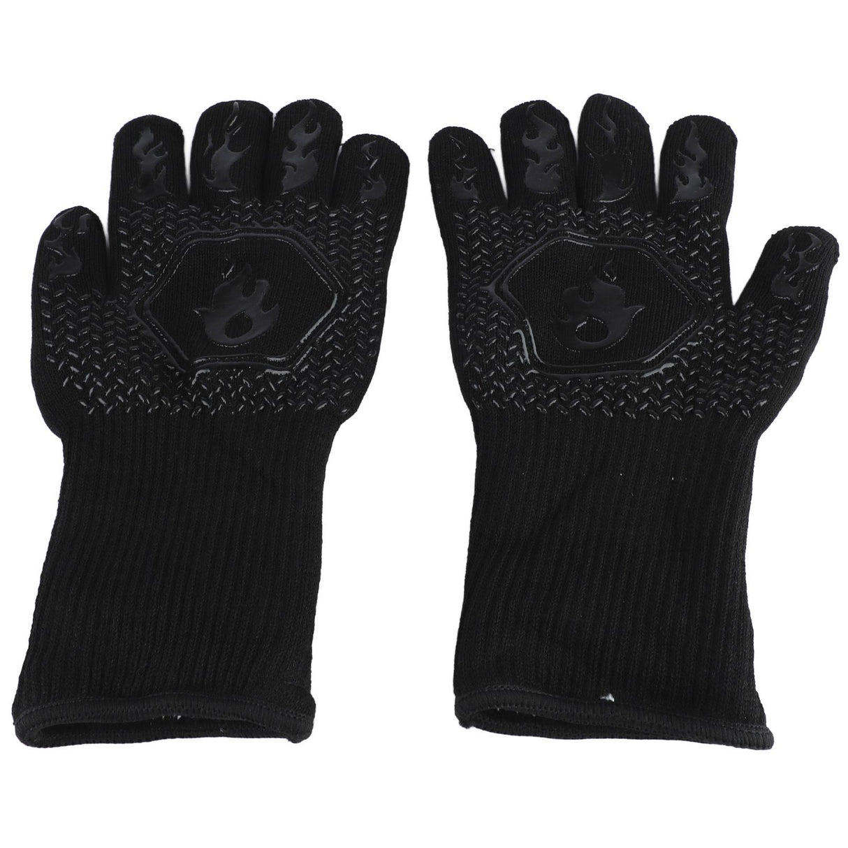 BBQ Gloves Heat Resistant Grilling Gloves Non Slip Oven Gloves Long Kitchen Gloves for Barbecue Baking Black Average Size 26‑35CM