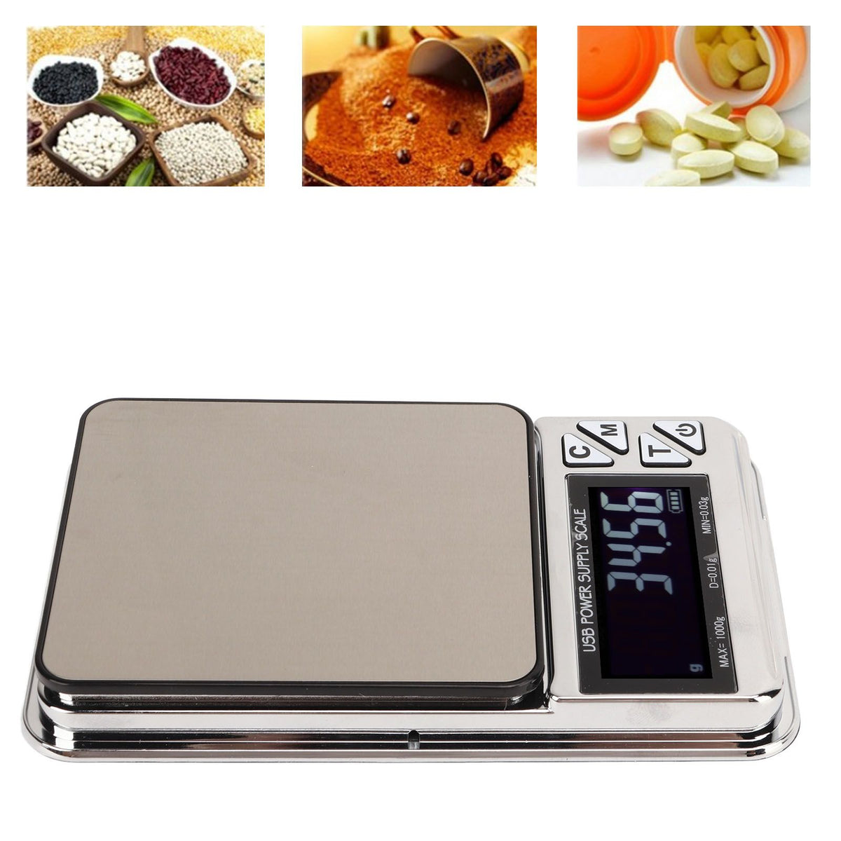 USB Electric Jewelry Flat Weighing Scale Electronic Kitchen Food Coffee Weighing Scale 200mAh
