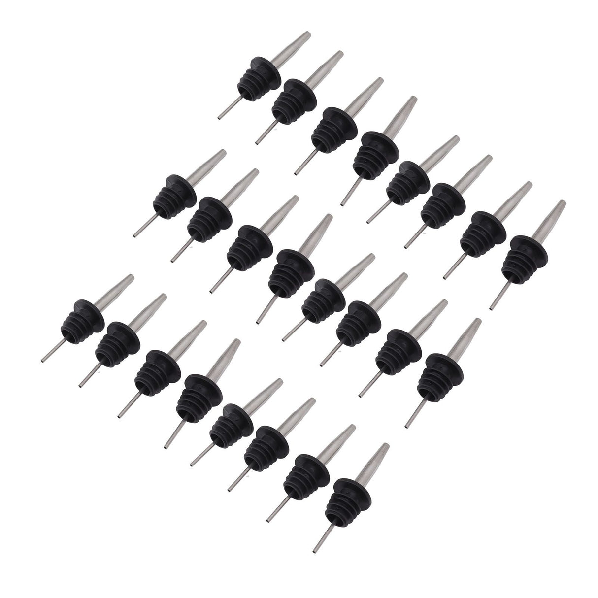 24pcs Stainless Steel Bottle Pourers with Black Plastic Cover Conical Design Rust Protection Liquor Pour Spout for Bar