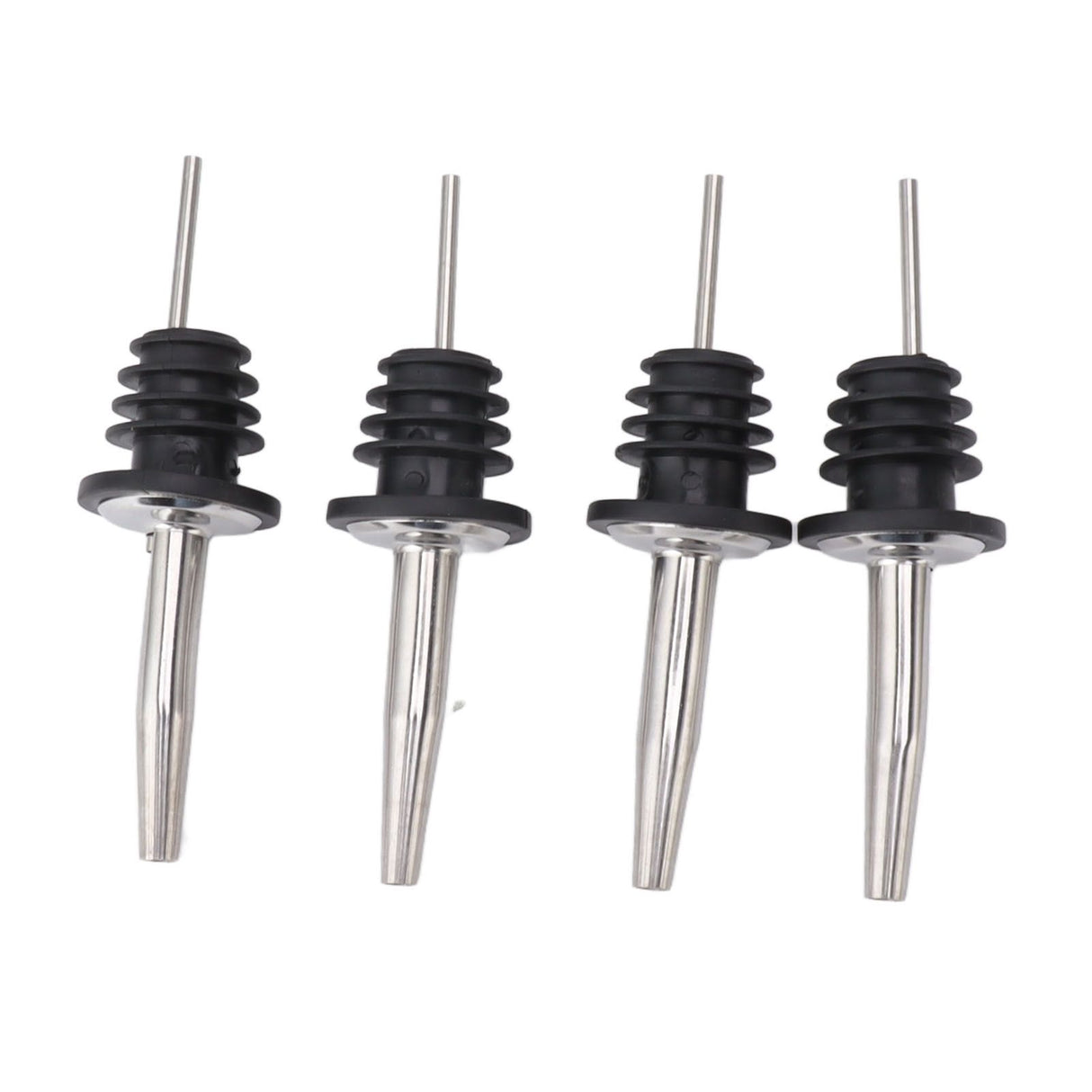 24pcs Stainless Steel Bottle Pourers with Black Plastic Cover Conical Design Rust Protection Liquor Pour Spout for Bar