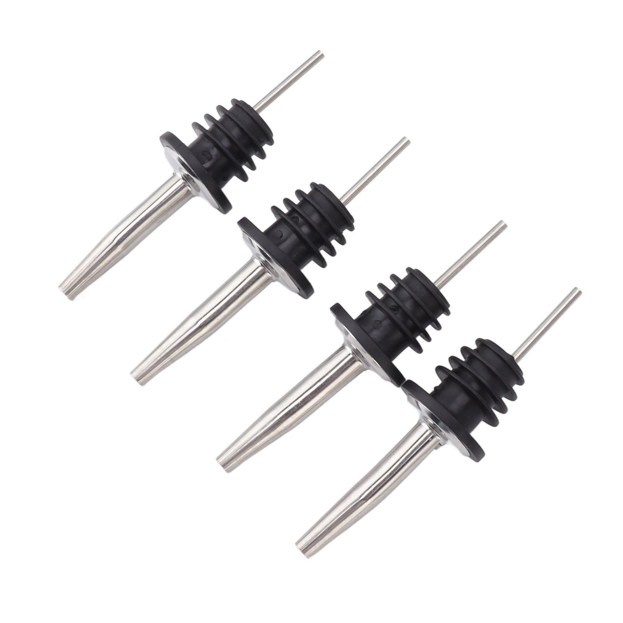 24pcs Stainless Steel Bottle Pourers with Black Plastic Cover Conical Design Rust Protection Liquor Pour Spout for Bar