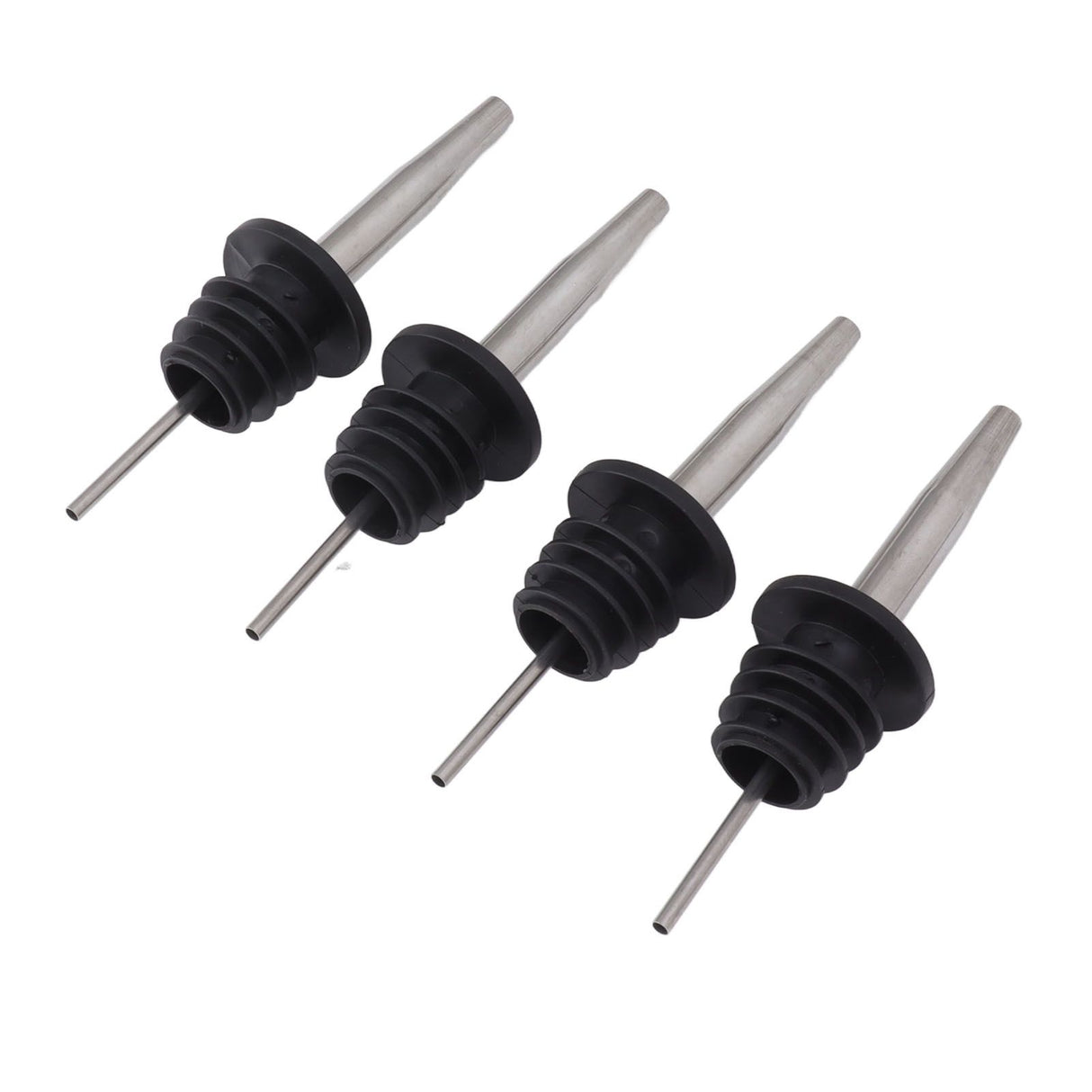 24pcs Stainless Steel Bottle Pourers with Black Plastic Cover Conical Design Rust Protection Liquor Pour Spout for Bar