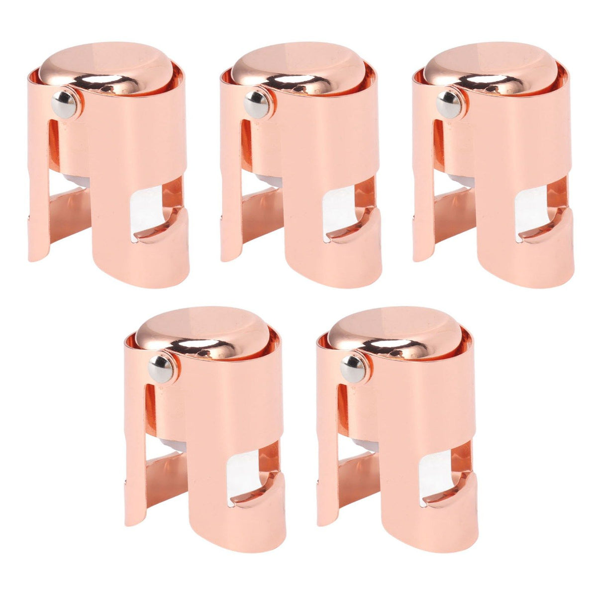5Pcs Champagne Bottle Stopper Stainless Steel Champagne Sealer Plug Reusable Wine Saver for Wine Bottles Sparkling Bottles Rose Gold