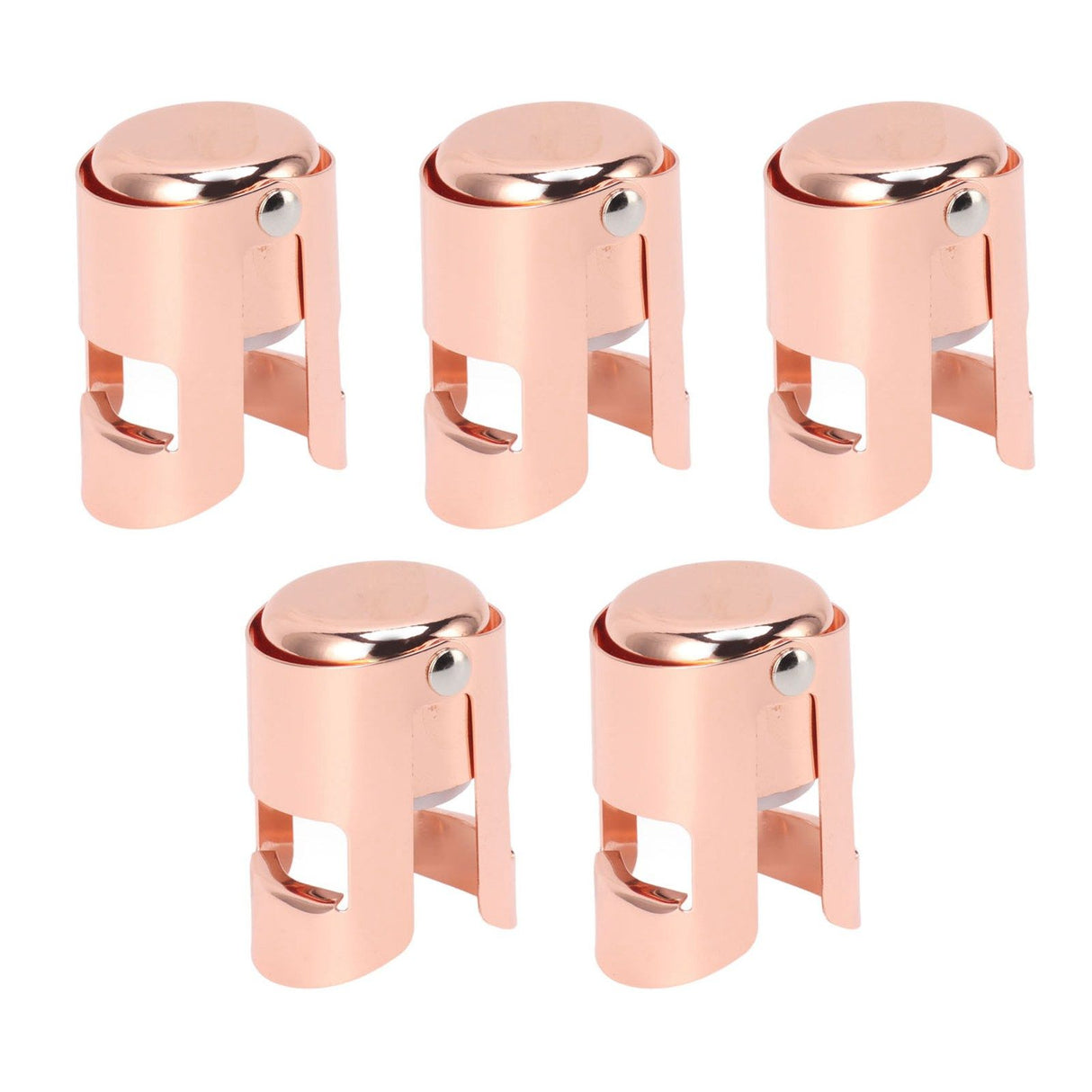 5Pcs Champagne Bottle Stopper Stainless Steel Champagne Sealer Plug Reusable Wine Saver for Wine Bottles Sparkling Bottles Rose Gold