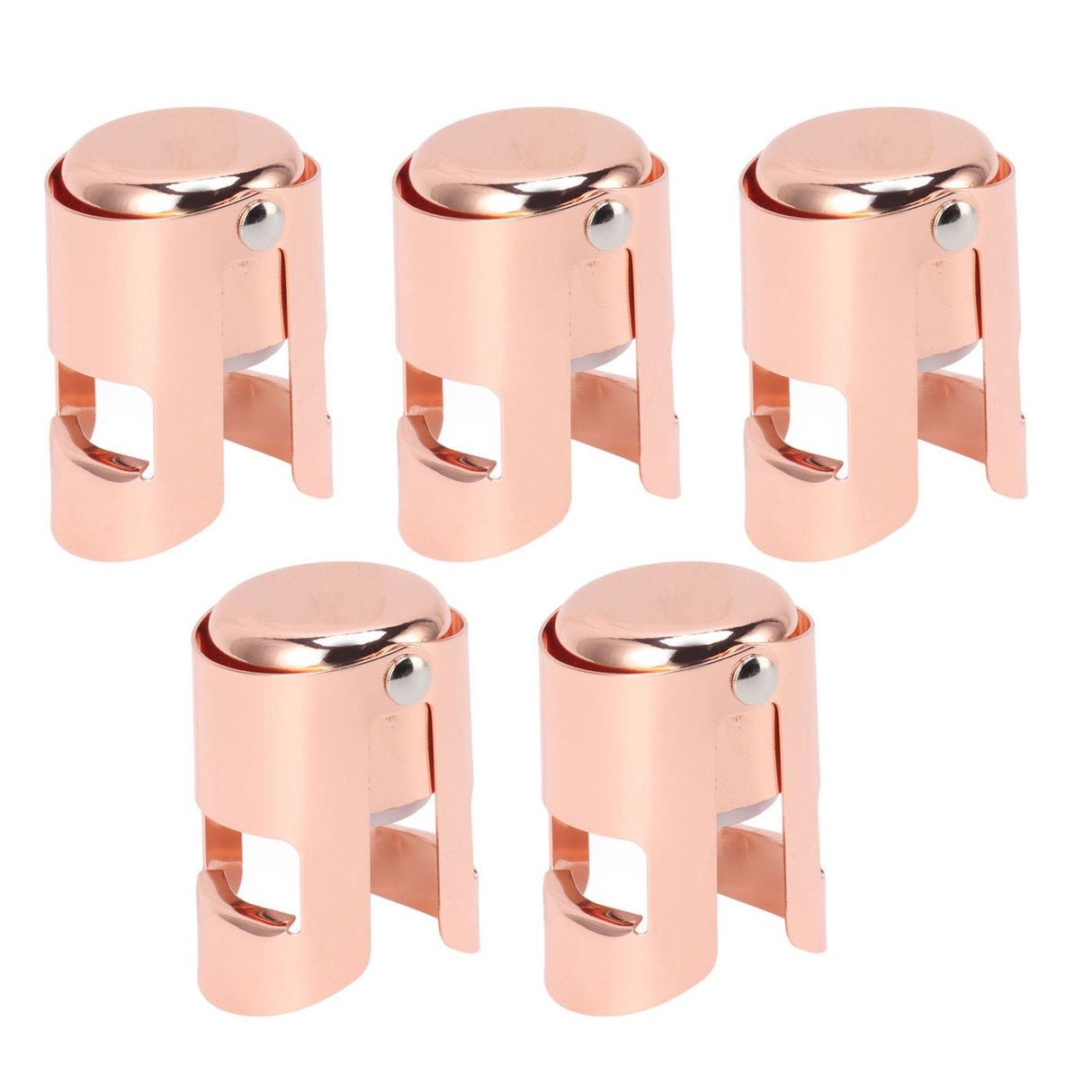 5Pcs Champagne Bottle Stopper Stainless Steel Champagne Sealer Plug Reusable Wine Saver for Wine Bottles Sparkling Bottles Rose Gold