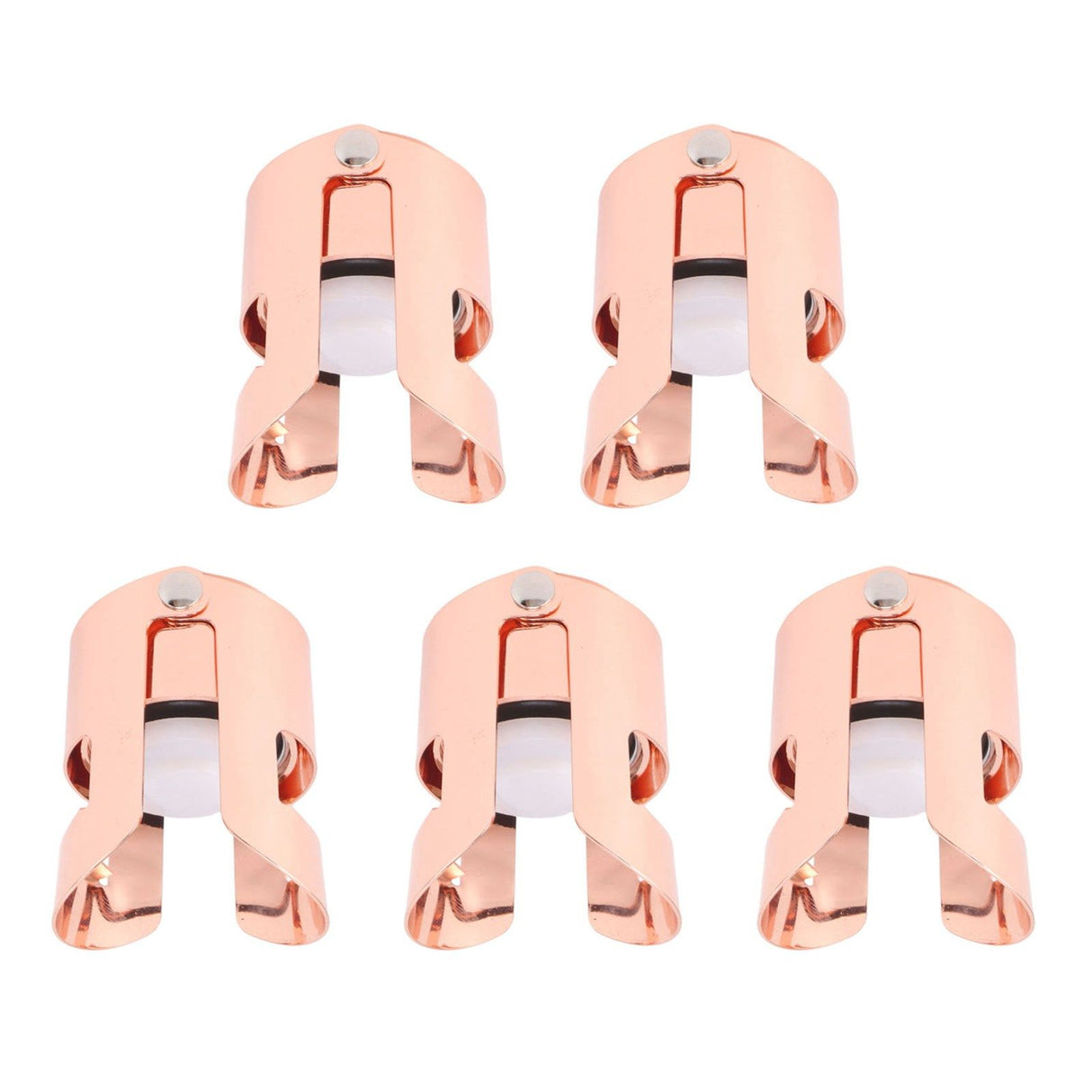 5Pcs Champagne Bottle Stopper Stainless Steel Champagne Sealer Plug Reusable Wine Saver for Wine Bottles Sparkling Bottles Rose Gold