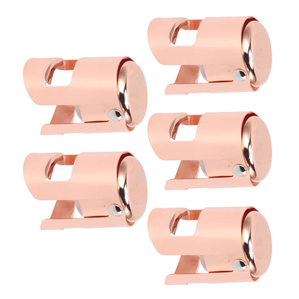 5Pcs Champagne Bottle Stopper Stainless Steel Champagne Sealer Plug Reusable Wine Saver for Wine Bottles Sparkling Bottles Rose Gold