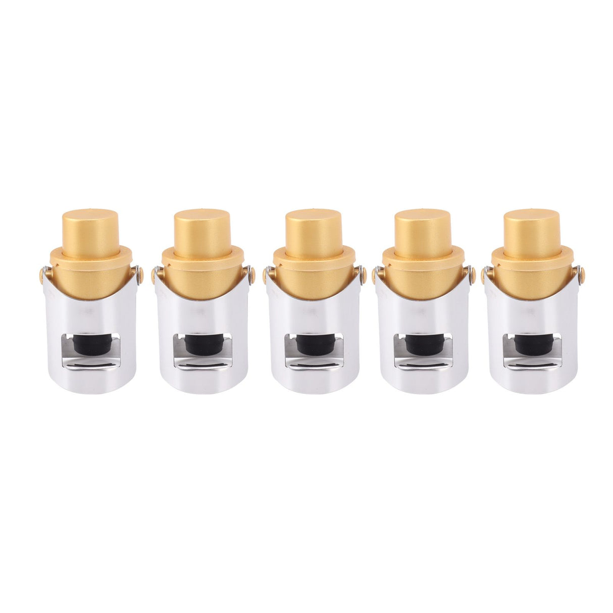 5 Packs Golden Champagne Stopper Stainless Steel Resuable Bottle Sealer Champagne Saver Plug