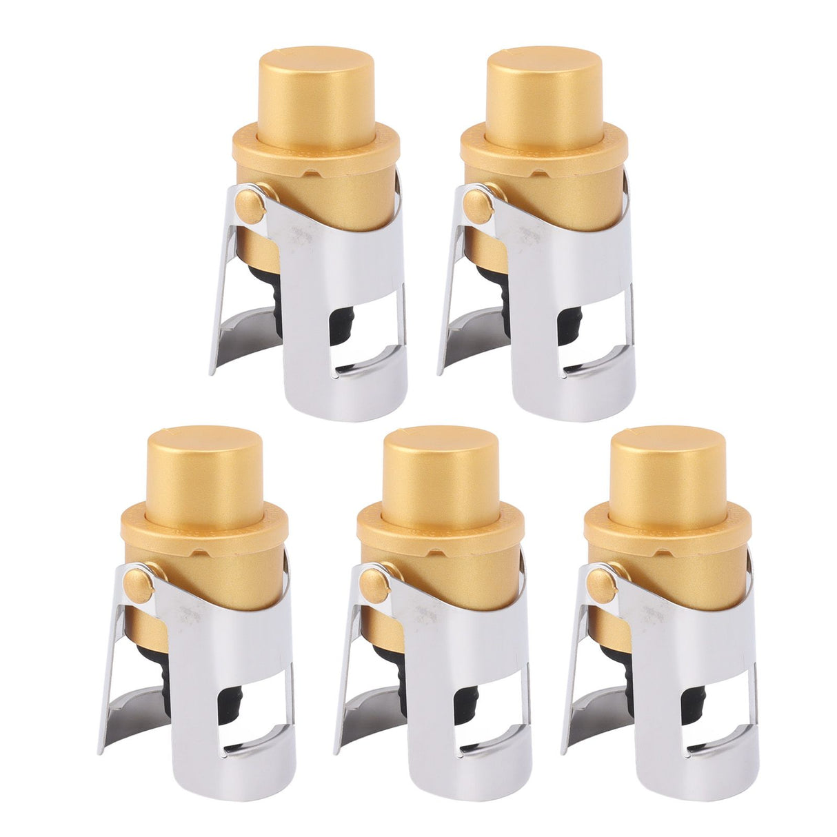 5 Packs Golden Champagne Stopper Stainless Steel Resuable Bottle Sealer Champagne Saver Plug