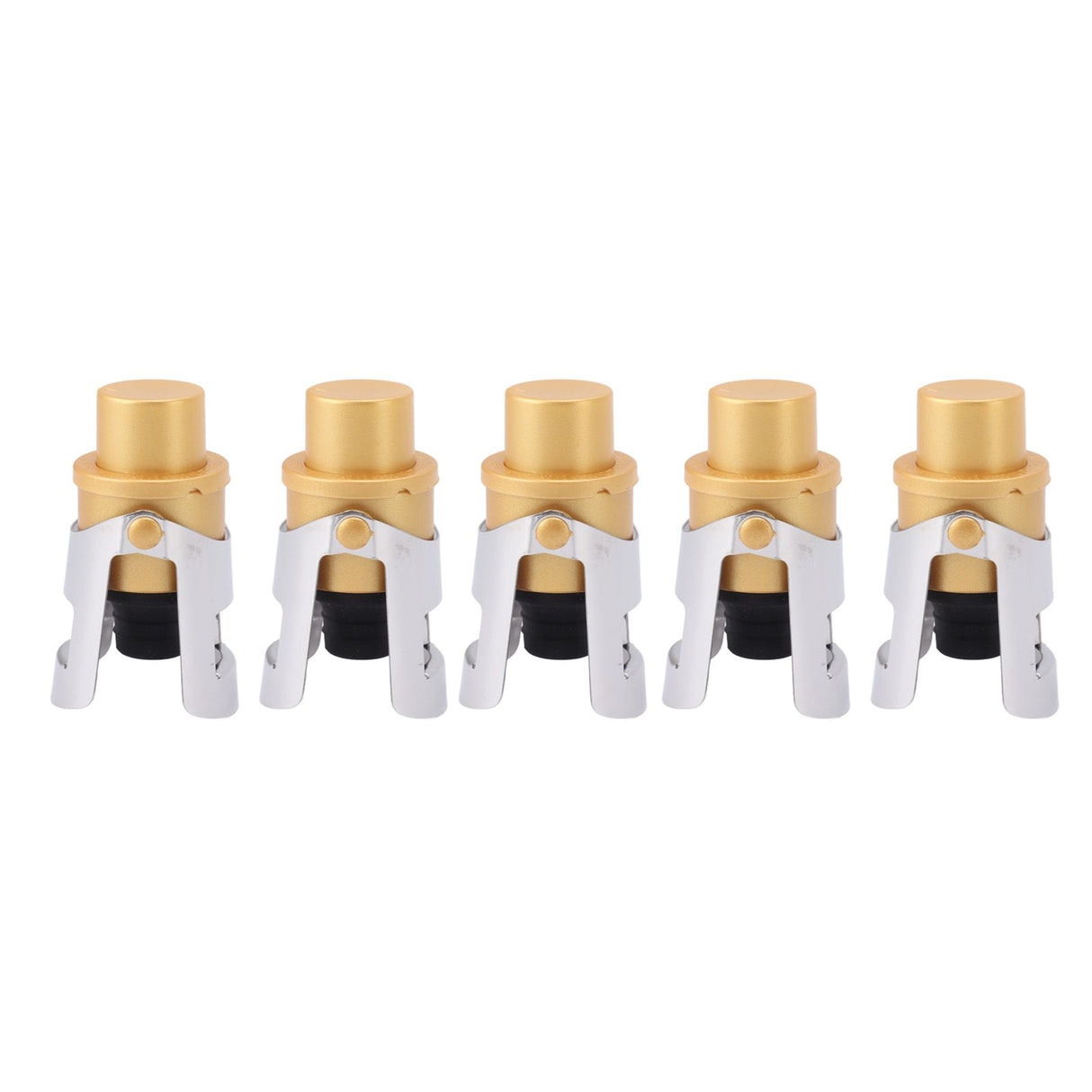 5 Packs Golden Champagne Stopper Stainless Steel Resuable Bottle Sealer Champagne Saver Plug