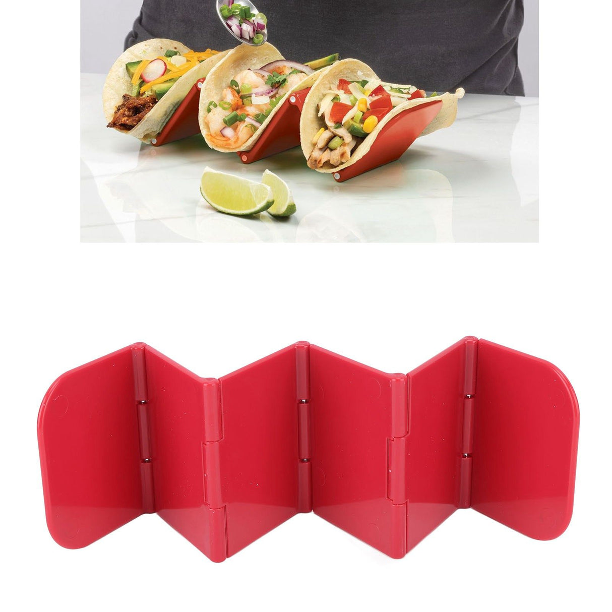 Taco Holder Stand Dishwasher Microwave Safe Stable Taco Rack Tray for Restaurant Kitchen Party Red