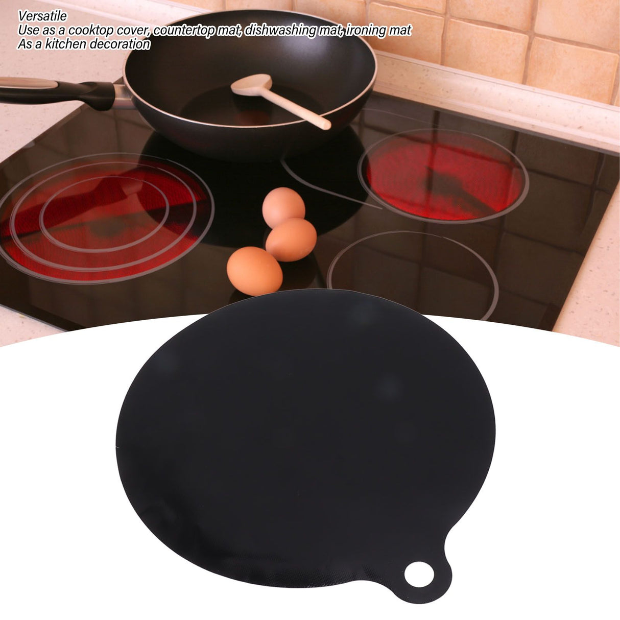 Heat Resistant Stove Top Cover Fireproof Prevent Slip Multipurpose Stove Cover Protector for Kitchen Supplies Round 22cm / 8.7in