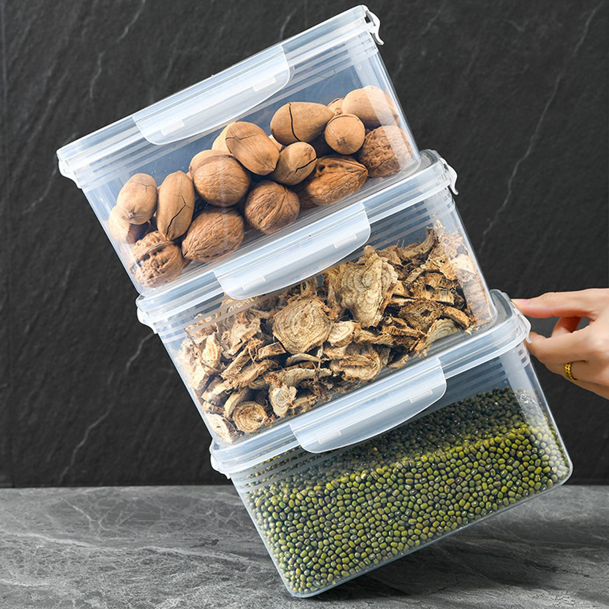 3pcs Drain Storage Basket Box Transparent Leakproof Food Storage Containers with Removable Colander for Fridge