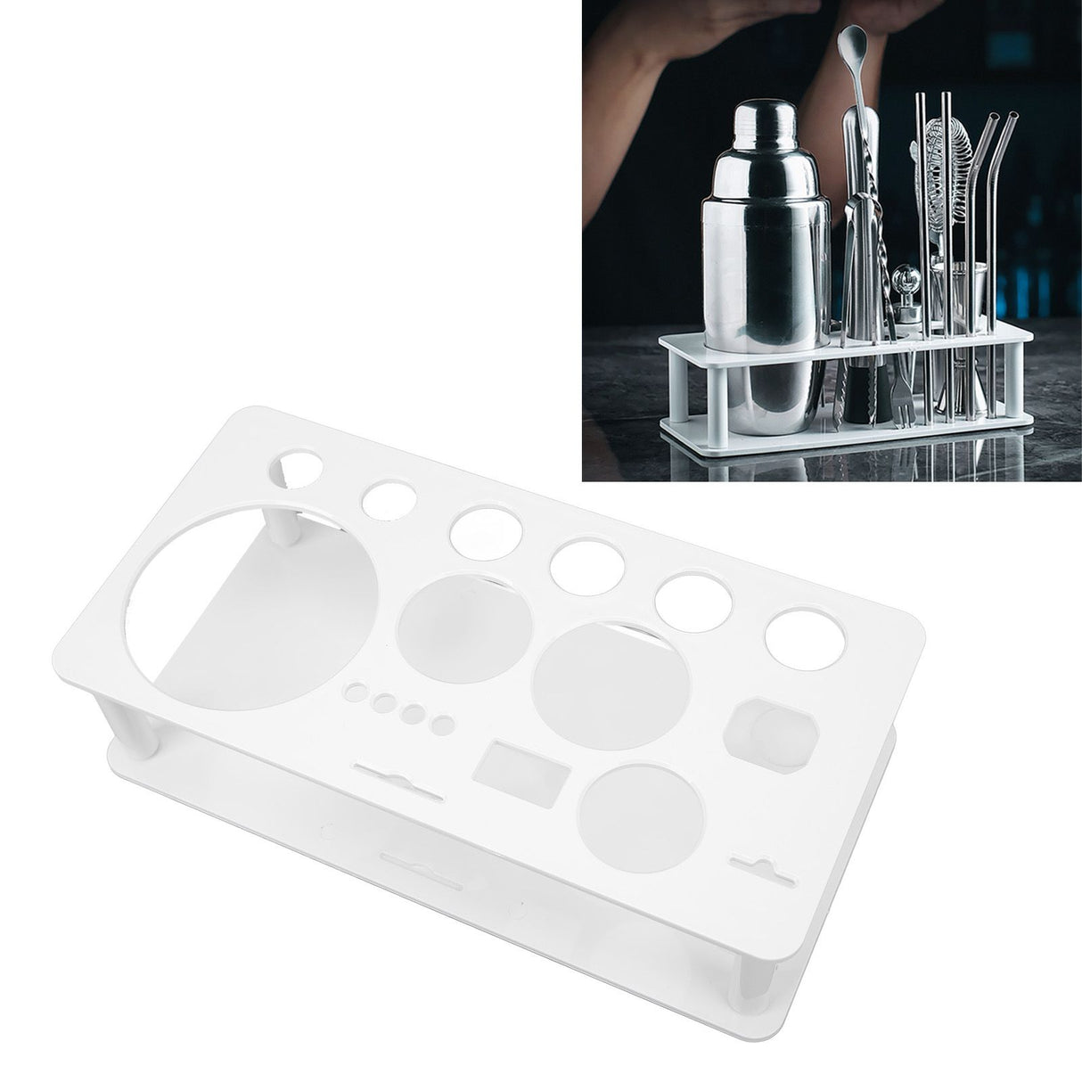 Bartender Kit Stand Detachable Space Saving Odorless Multipurpose Plastic Bartending Tool Holder for Bar Home White Large