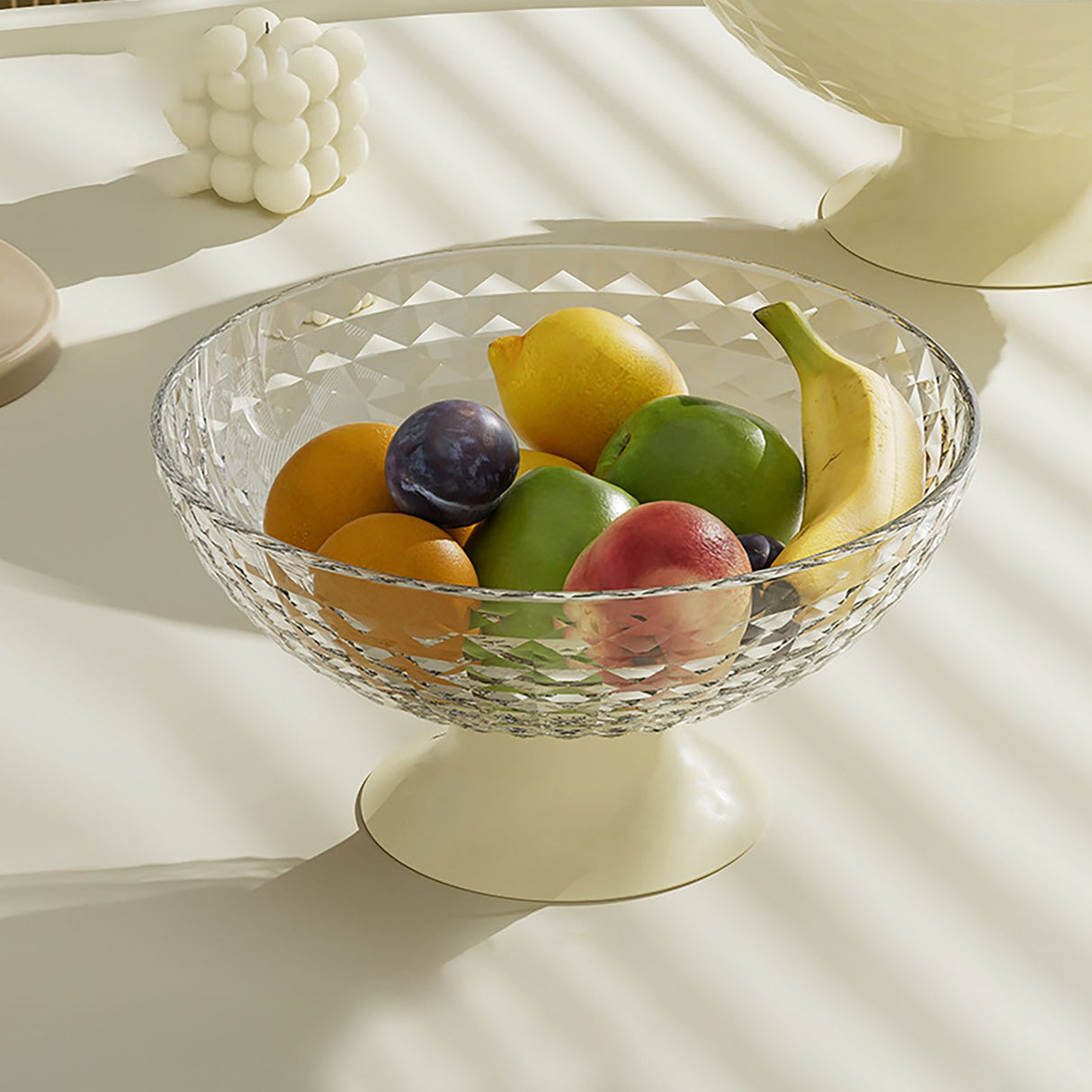 Fruit Tray Plate Holder Plastic Footed Snacks Vegetables Fruits Basket Bowl for Kitchen Counter Dining Room Tables Transparent Color