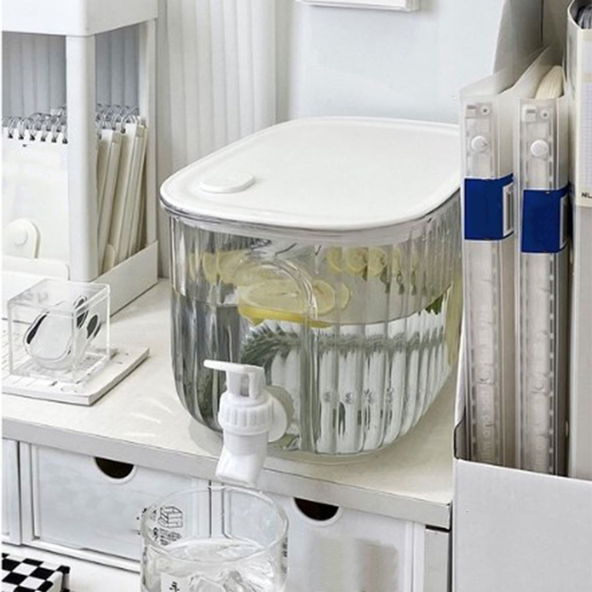 Beverage Drink Dispenser Large Capacity Food Grade Thickened Leakage Proof Cold Kettle with Faucet for Home Transparent White