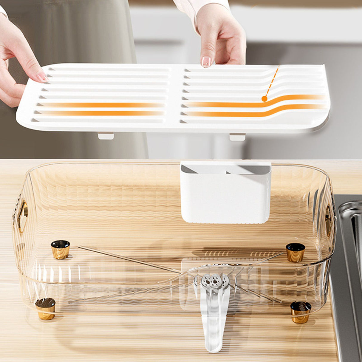 Dish Drying Rack Plastic Visualize Diversion Effluent Dish Diversion Rack for Chopsticks Bowl Plate Spoon Transparent White