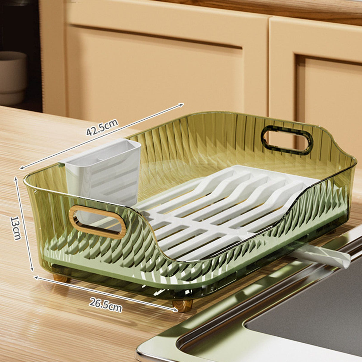 Dish Drying Rack Plastic Visualize Diversion Effluent Dish Diversion Rack for Chopsticks Bowl Plate Spoon Transparent Green