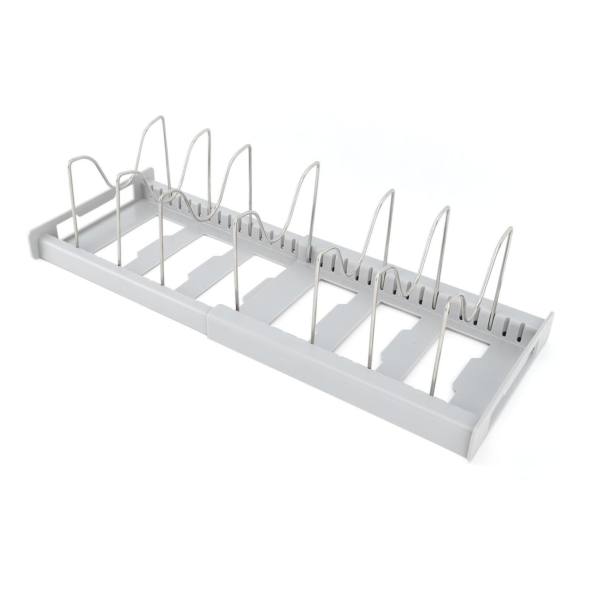 Expandable Pot Organizer Anti Slip Size Adjustable Multi Use Pot Lid Holder for Kitchen Canteen Grey