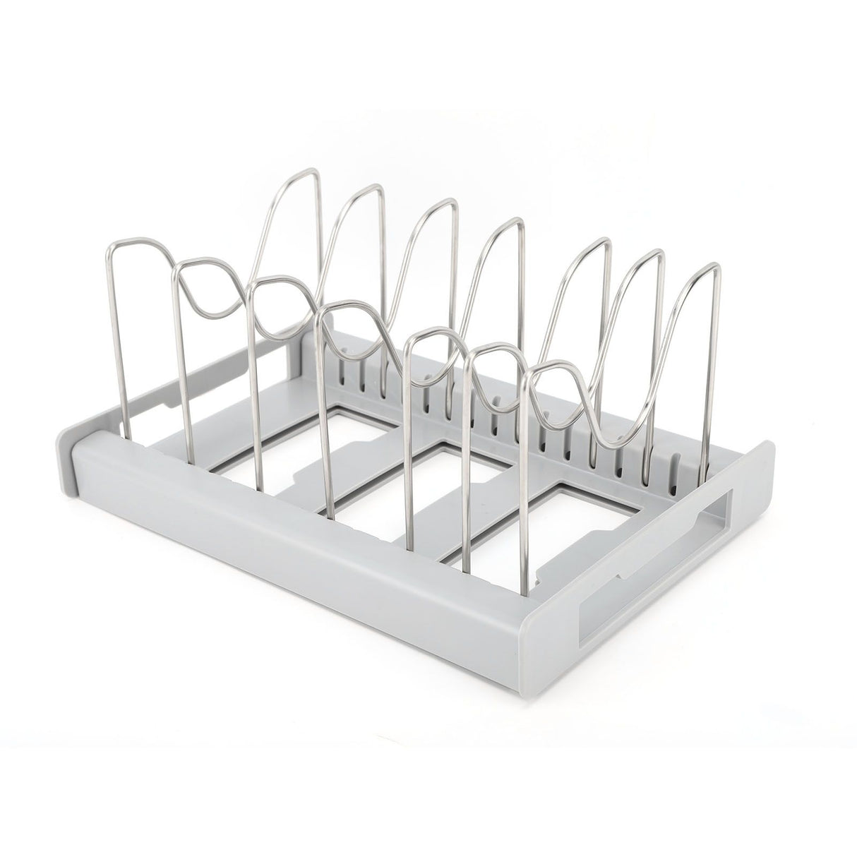 Expandable Pot Organizer Anti Slip Size Adjustable Multi Use Pot Lid Holder for Kitchen Canteen Grey