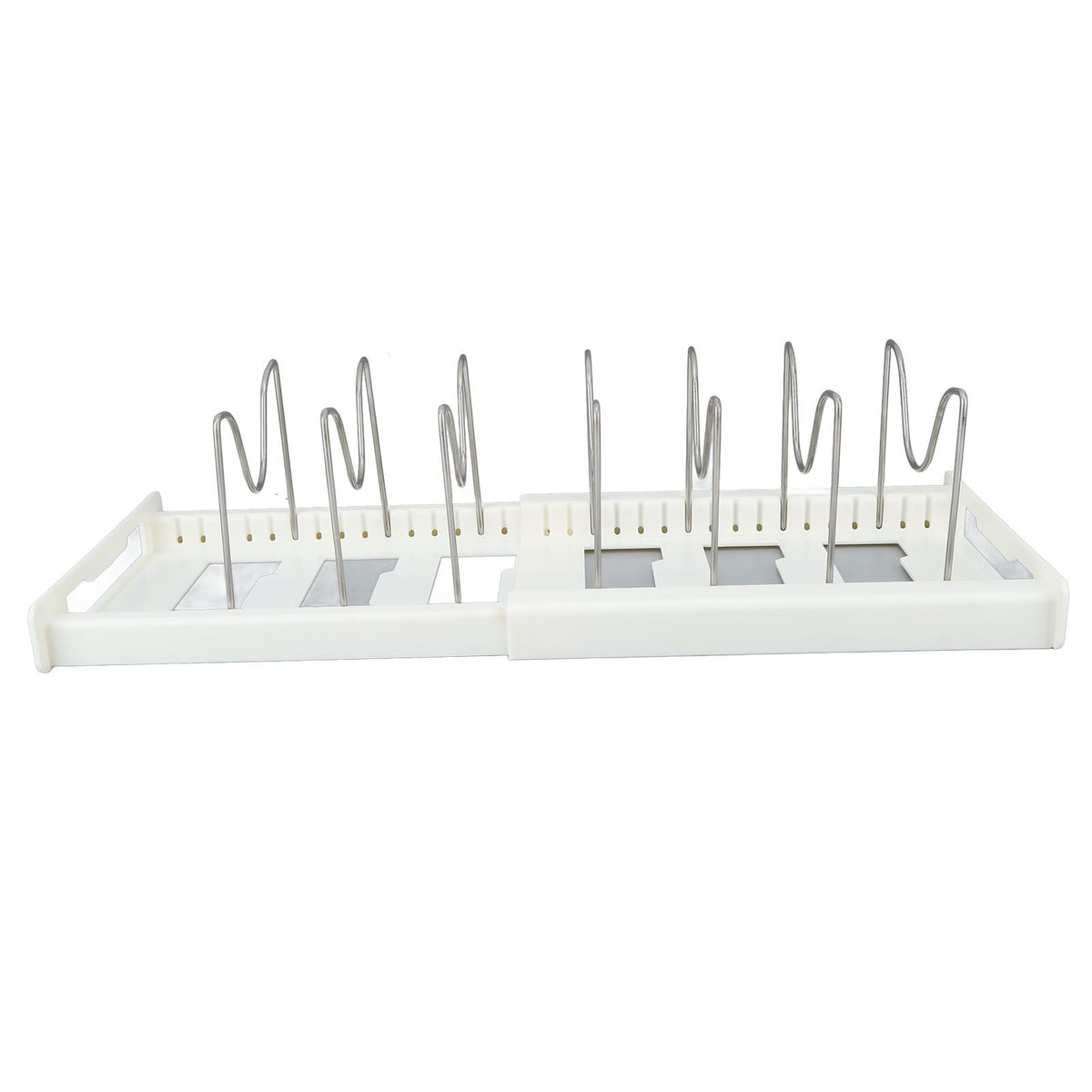 Expandable Pot Organizer Anti Slip Size Adjustable Multi Use Pot Lid Holder for Kitchen Canteen White