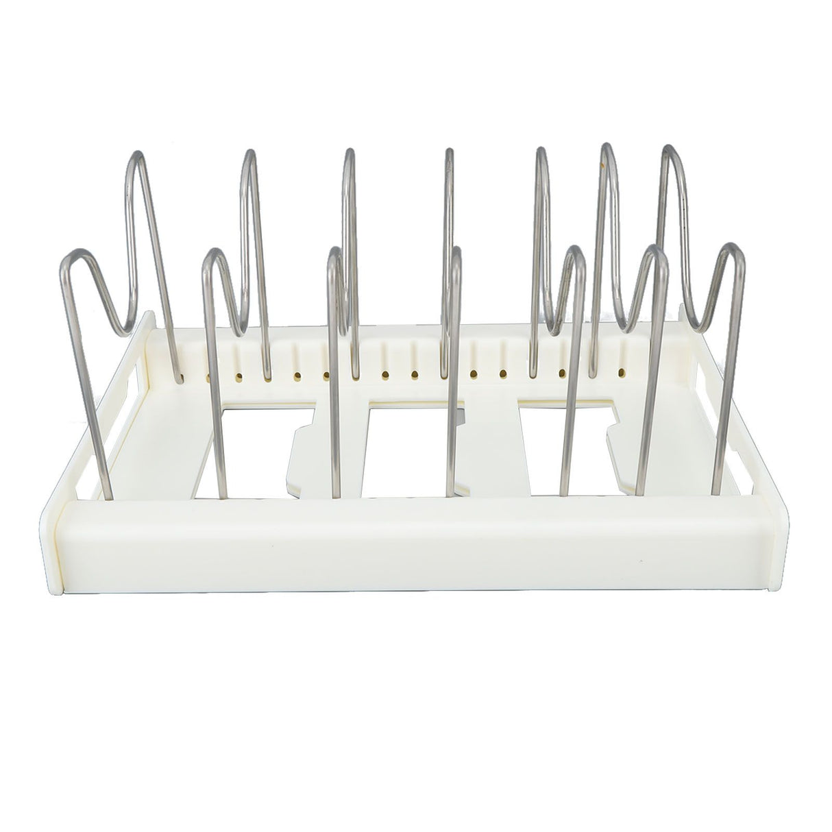 Expandable Pot Organizer Anti Slip Size Adjustable Multi Use Pot Lid Holder for Kitchen Canteen White
