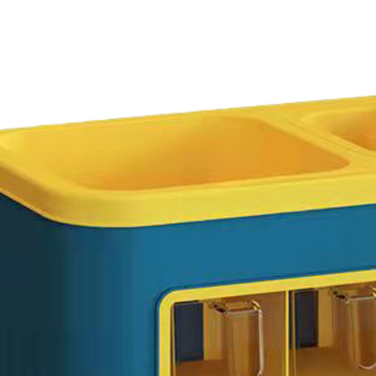 Kitchen Seasoning Storage Rack Plastic Seasoning Storage Rack Multifunctional Knife Rack Spice Organizer Storage Rack Blue and Yellow 4 Cells