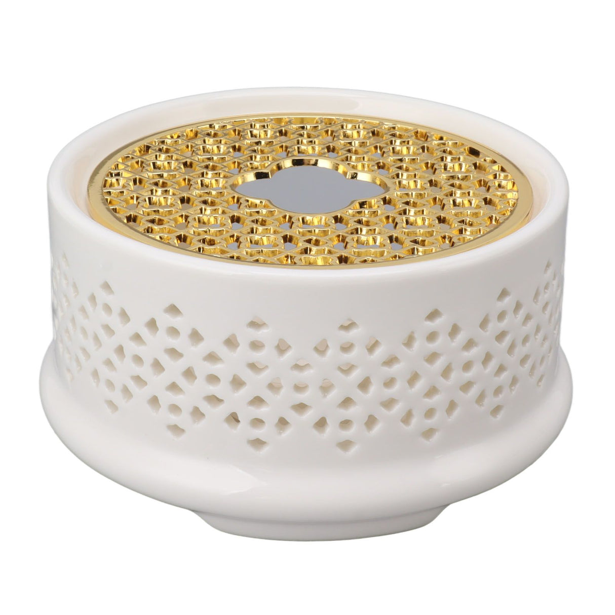 Teapot Warmer Tea Coffee Warmer Base Ceramic Heater with Spoon Lid and Candle Holder White