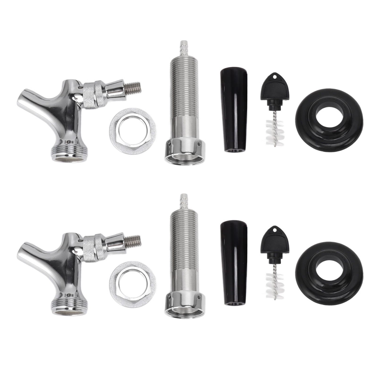 2 Set Beer Tap Stainless Steel Good Sealing 4‑1/8inch Shank 1/4 Barb Beer Faucet G1/2 Thread