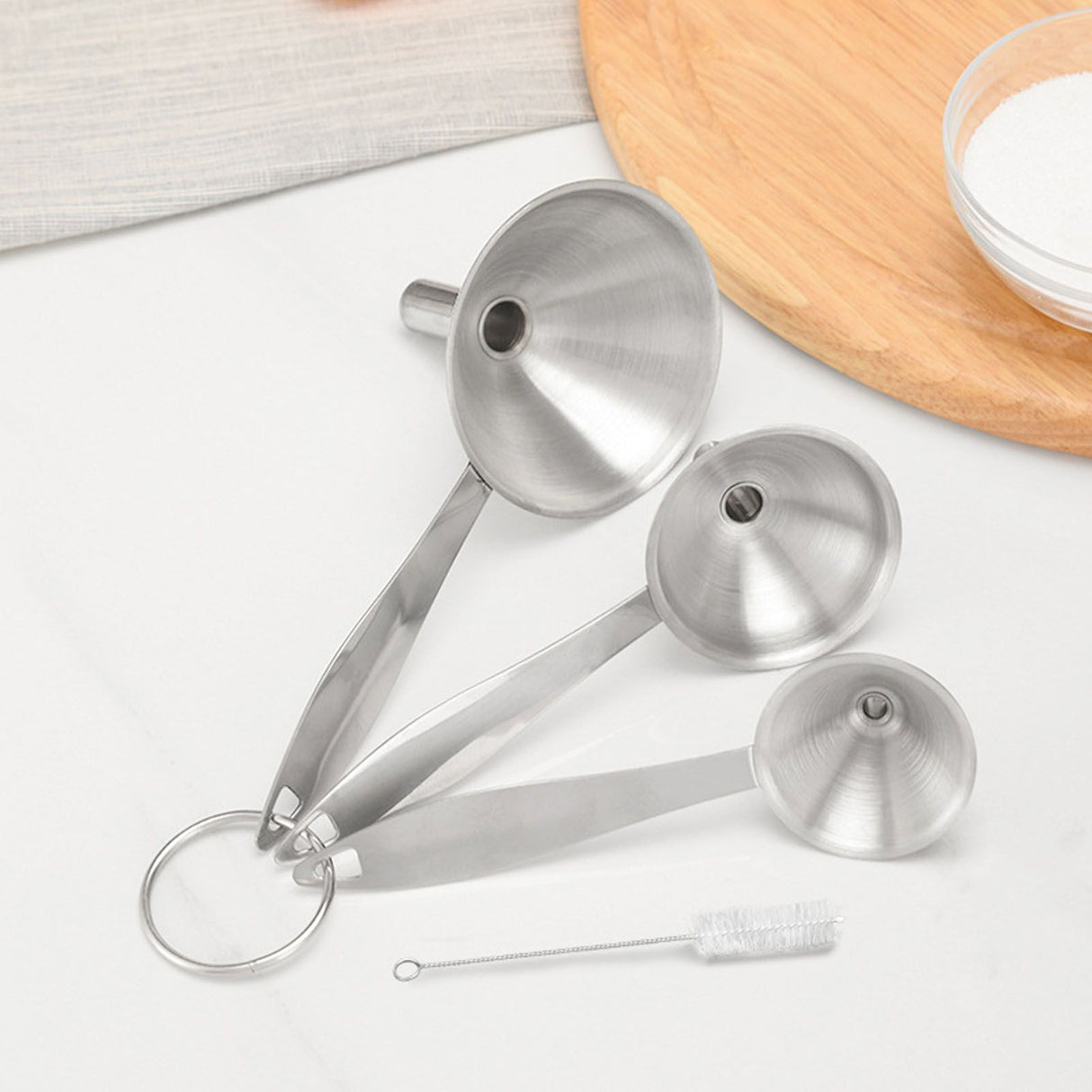 3PCS Small Funnels Stainless Steel Multifunctional Mini Filling Funnel Kit for Transferring Essential Oils Liquid Fluid