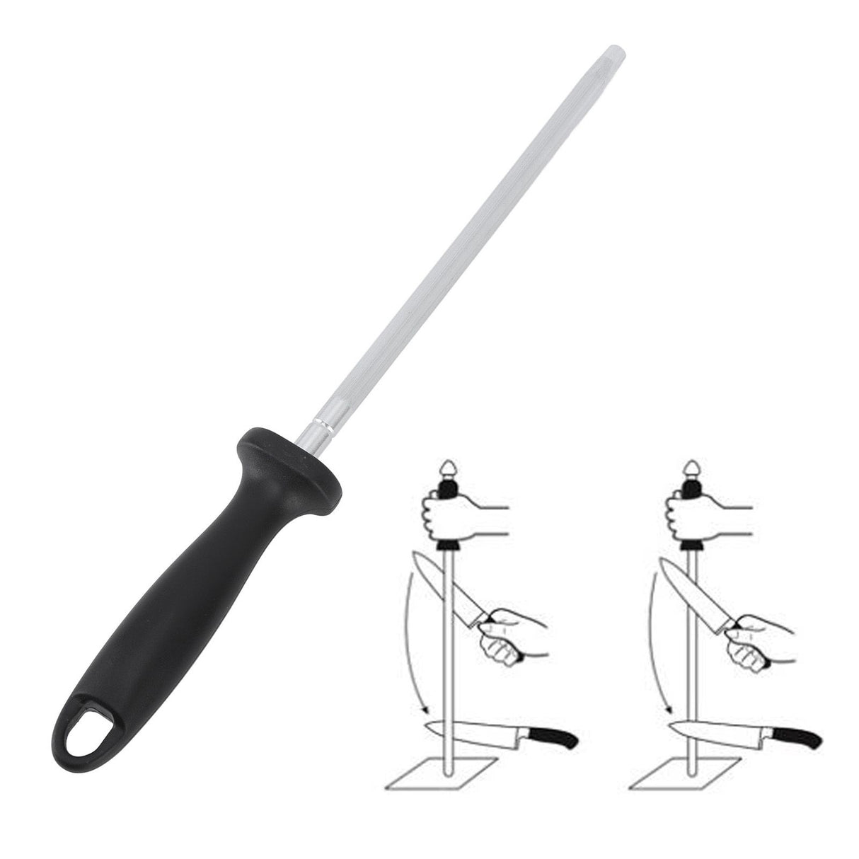 Carbon Steel Sharpening Steel Knife Blade Sharpener Honing Rod Professional Kitchen Chef Stick Comfortable Plastic Handle