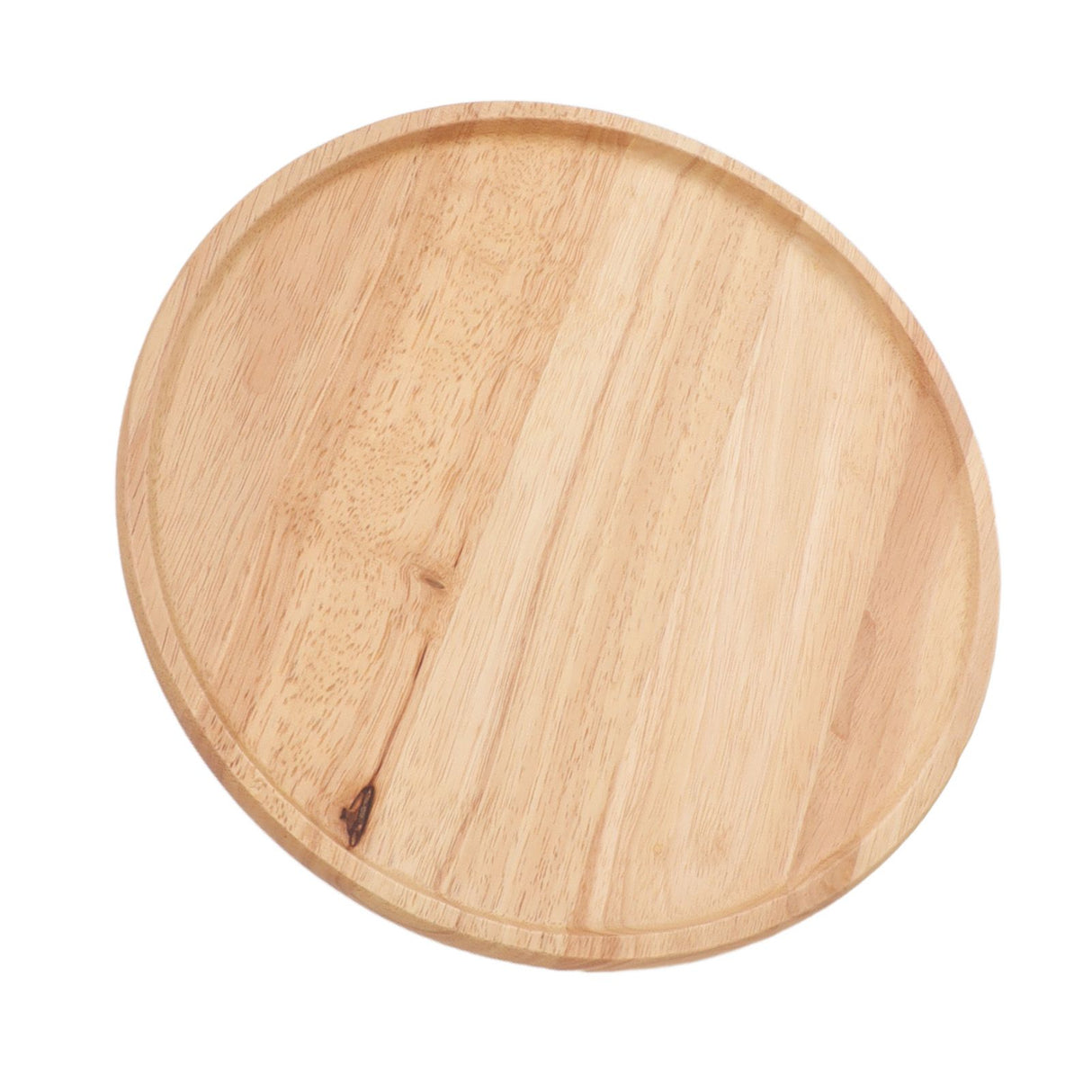 Round Wood Tray 30cm Simple Style Stable Serving Tray for Breakfast Pizza Fruit Snacks