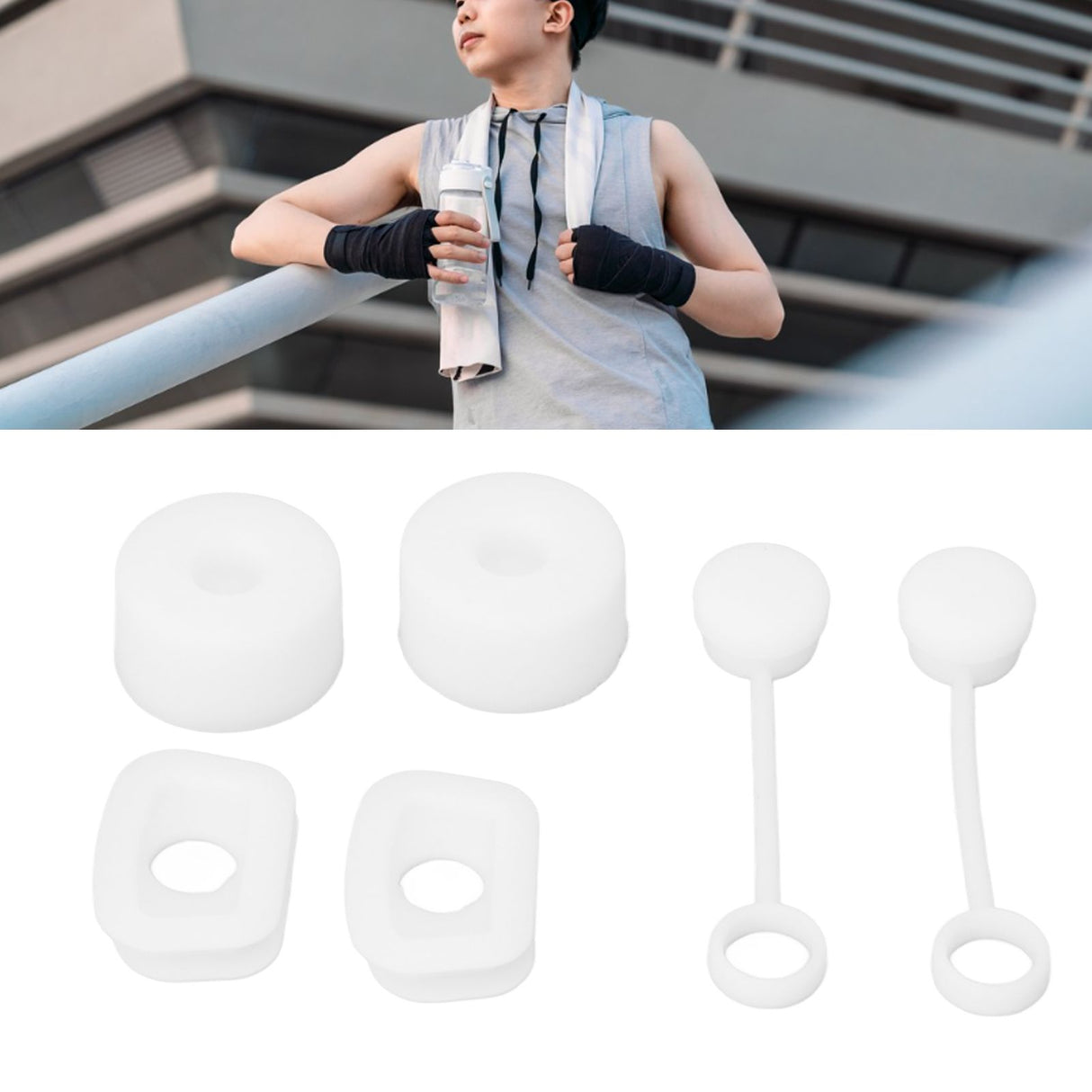 6PCS Cup Straw Stopper Sealed Reusable Straw Cover Cap Square Round Spill Stoppers Silicone Leak Stopper Set White